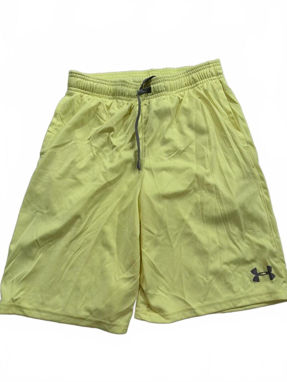 Under Armour Boys Neon Yellow Athletic Shorts Large